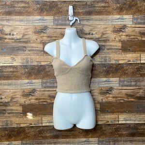 JON & ANNA fuzzy tan crop tank top triangle top